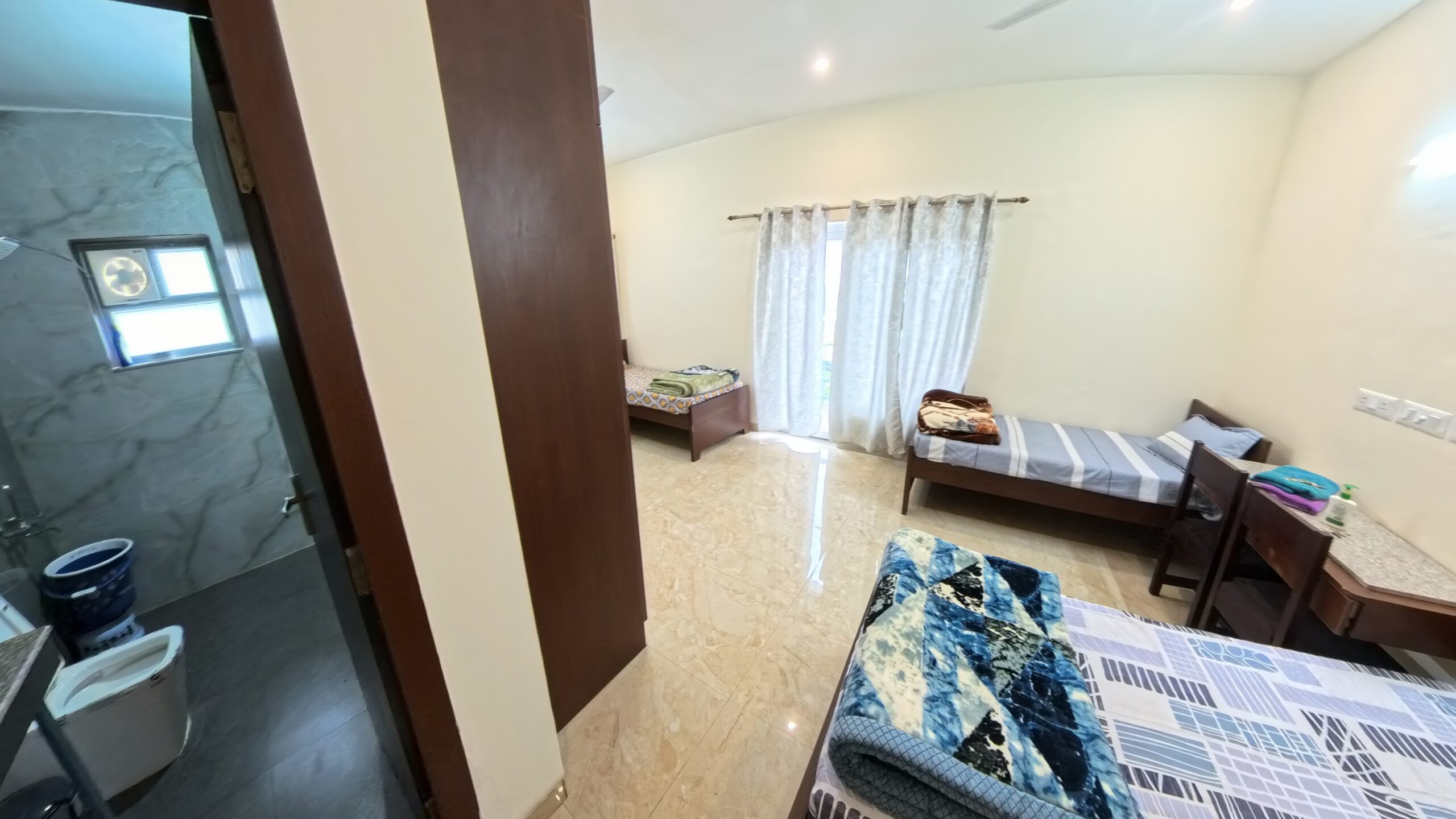 Tri Triple Bed PG Girls Rooms, Study Tables & Chairs, Balcony Entrance, Toilet & Bath; Shree Rudra Home Stays